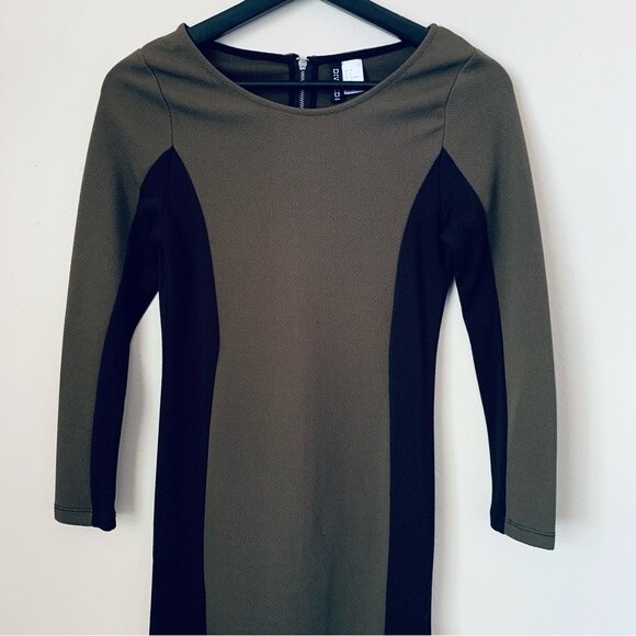 H&M Forest Green & Black Cocktail Date Night Bodycon Ribbed Mini Dress | Size: 8 - Picture 6 of 14